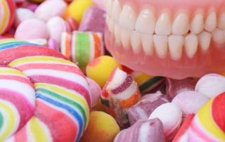 Candy and denture - Cavity problem concept